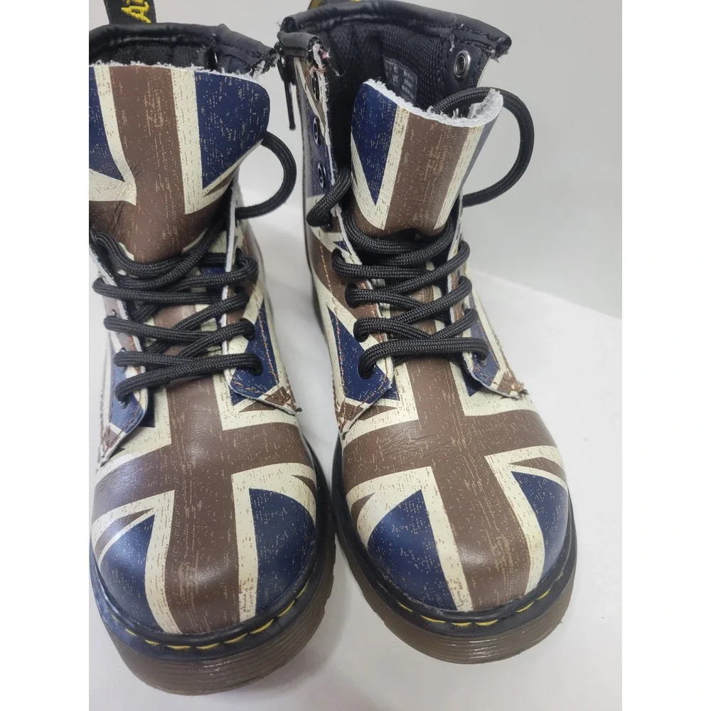 Dr. Martens Delaney Kids Union Jack Flag Boots Brown‎ Blue AW004 US 11 UK 10